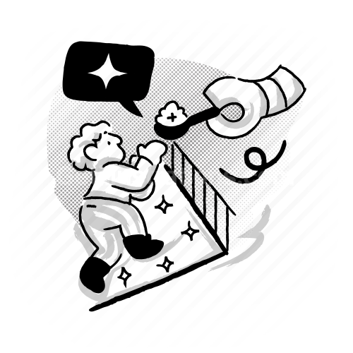 Hand-drawn illustration of one person helping another climb upward