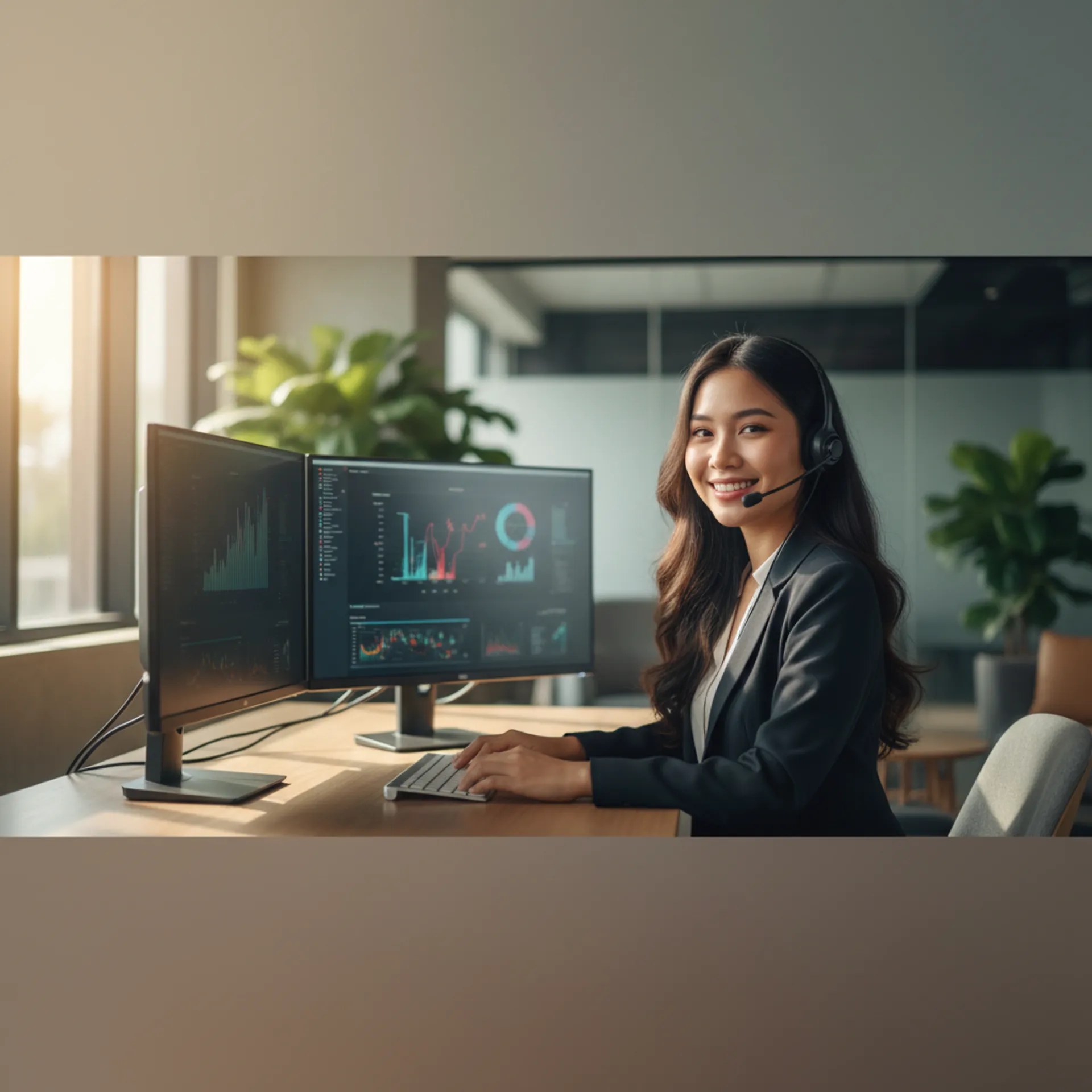 Stealth Agents virtual assistant smiling at camera