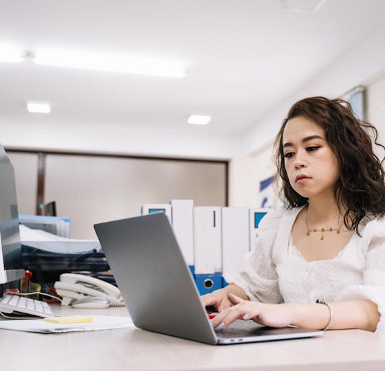 Stealth Agents virtual assistant working in a modern office